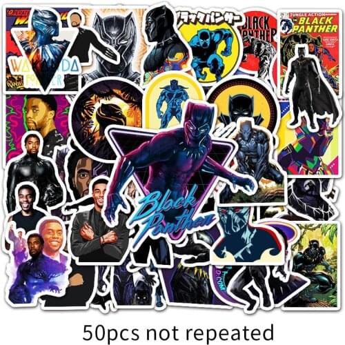 50pcs/Pack Hero Black Panther Stickers Anime Cartoon Sticker Funny DIY Luggage Laptop Skateboard Bike Sticker toy Gifts