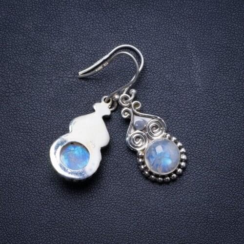 Natural Rainbow Moonstone Handmade Unique 925 Sterling Silver Earrings 1.75" X4028