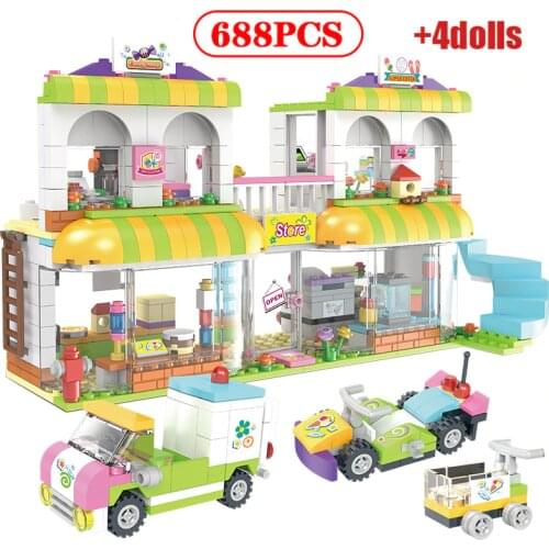 City Street View House Villa Friends Pool Party Building Blocks Diy Restaurant Shop Figures Educational Bricks Toys for Girls