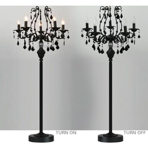 Vintage 5 Lights Crystal Floor Lamp, Floor Stand Light Fixture Cristal Lustre de cristal Candelabra Standing Lamp Centerpiece