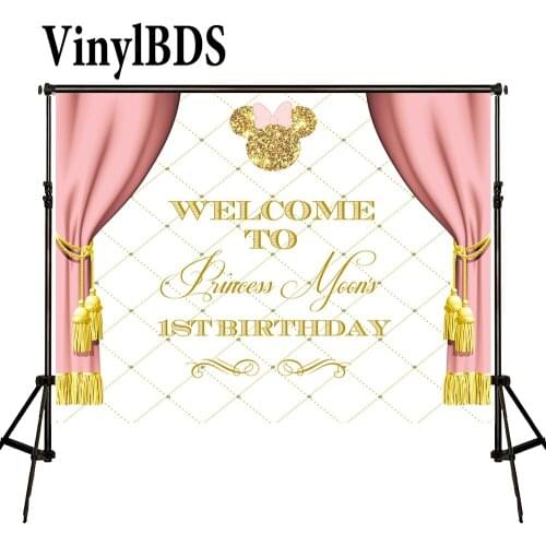VinylBDS Background 10x8ft Pink Curtain Background Photography Children Birthday Photos Custom Backdrop for Newborn Photocall