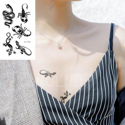 Waterproof Temporary Tattoo Sticker Snake Scorpion Gecko Animal Design Flash Tatoo Fake Tatto Hand Arm Body Art for Women Man