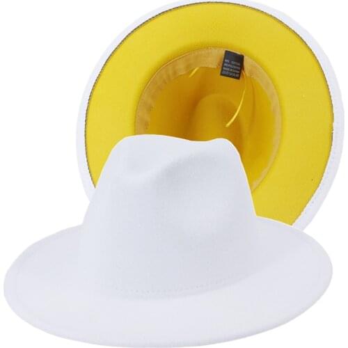 2021 winter fedora hats for women fashion Flat wide Brim Wool Felt Jazz Hats for men white and blue goth top vintage wedding Hat