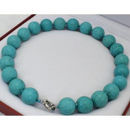 Woman Fashion jewelry 18mm Light blue Round ball beads handmade Necklace gift 45cm 18