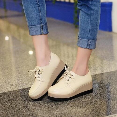 Size 41 Hidden Wedge Woman Vulcanize Shoes Platform Oxfords 2021 Fashion Women Shoes Casual New Wedge Heel Sneakers Woman Pumps