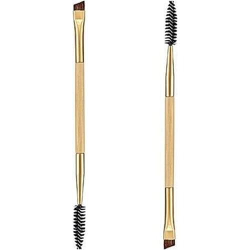 1PCS Makeup Tool Bamboo Handle Double Eyebrow Brush+Eyebrow Comb Makeup Brush Eyebrow Brush Mascara Applicator Comb Makeup Tool