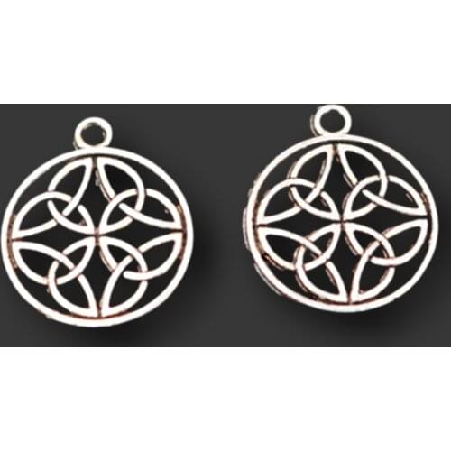 30pcs Silver Plated Hollow Flower of Life Pendant Retro Bracelet Earrings Metal Accessories DIY Charms For Jewelry Crafts Making