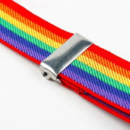 40GC Colorful Striped Strap Rainbow Bib Pants Straps Clip Adult Unisex Suspenders Buckle Adjustable Shoulder Belt