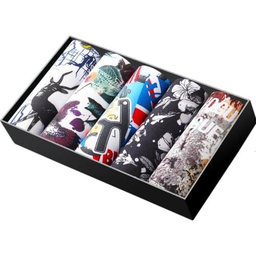 5pcs/lot Sexy Printed Underwear Men Cartoon Boxer Shorts Hombre Male Comfortable Underpants Mens Boxers Breathable Panties