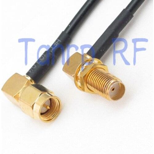 50CM Pigtail coaxial jumper cable RG174 extension cord 20in SMA male to SMA female both 2 right angle RF connector adapter