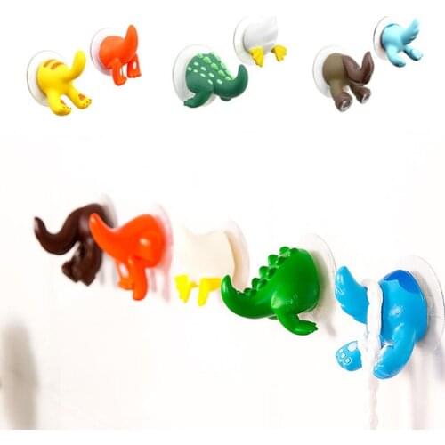 6Pcs/set Cute Cartoon Animal Tail Strong Sucker Suction Hook Baby Bathroom Key Towel Hanger Holder Hooks Home Kitchen Accessory
