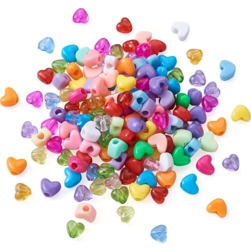 1Set Mixed Style Opaque & Transparent Heart Acrylic Beads Mixed Color For DIY Earring Bracelet Jewelry Making Decor Accessorie