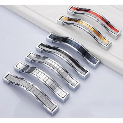 Zinc Crystal Glass Handle Diamond Colorful Furniture Cabinet Drawer Cupboard Kitchen Wardrobe Closet Door Pull Handle Hardware