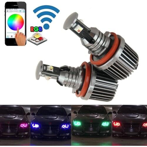 RGB LED Marker Parking Light H8 E92 Angel Eyes WIFI Controler For BMW X5 X6 E60 E82 E70 E71 E92 M3 F30 Halo Ring Lamp