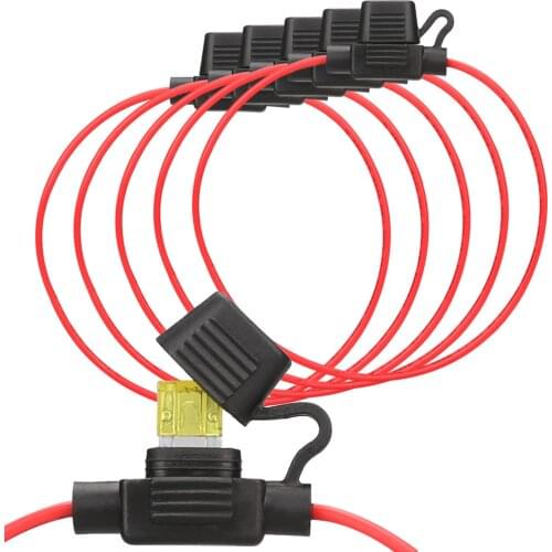 5Pcs DC12V 30A Car In Line Mini Blade Fuse Holder 18AWG 27CM Mini Wire Cutoff Switch Socket Waterproof Auto Replacement Parts