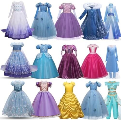 Kids Dresses For Girls Princess Halloween Carnival Party Costume Children Christmas Fancy Dress Up Snow Queen Clothes