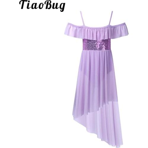 Kids Girls Ballet Dress Sleeveless Ruffle Dance Dress High-low Hem Dress for Girl Celebration Spirit Praise Lyrical Dance Dress