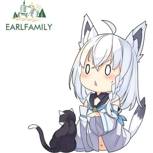 EARLFAMILY 13cm x 11.1cm for Hololive Shirakami Fubuki Vinyl Car Stickers Waterproof Occlusion Scratch Decal Windows Graphics