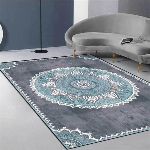 Europe Vintage Mandala Carpet Gray Blue Simple Bedroom Bedside Carpet Nordic Ethnic Style Carpet Hallway Kitchen Rug Floor Mat