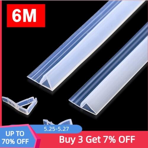 6M Shower Glass Door Seal Strip F H Corner Shape Flexible Silicone Rubber Window Weatherstripping Draft Stopper for Bathroom