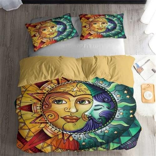 HELENGILI 3D Bedding Set Sun and Moon Painting Print Duvet Cover Set Bedclothes with Pillowcase Bed Set Home Textiles #SAM02