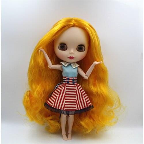 Blygirl Blyth doll Golden Coat Scrub Face Nude Doll 30cm Multi-joint Body DIY Doll Can Change Makeup Toy Gift