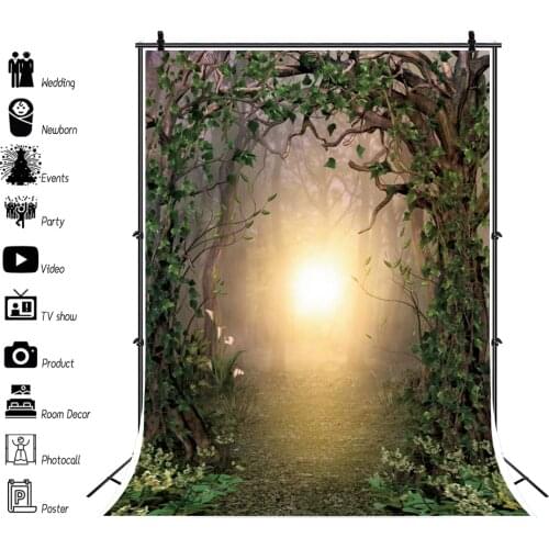Laeacco Dreamy Old Tree Flowers Arch Door Mystery Cave Party Baby Photography Backgrounds Photocall Photo Backdrops Photophone