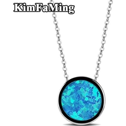 Good Quality Classic Solid 925 Silver Round Opal Solitaire Pendant Necklaces Jewelry Unisex OPP136