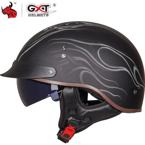 GXT Retro Motorcycle Helmet Summer Moto Helmet Open Face Scooter Biker Motorbike Racing Riding Helmet With DOT Certification