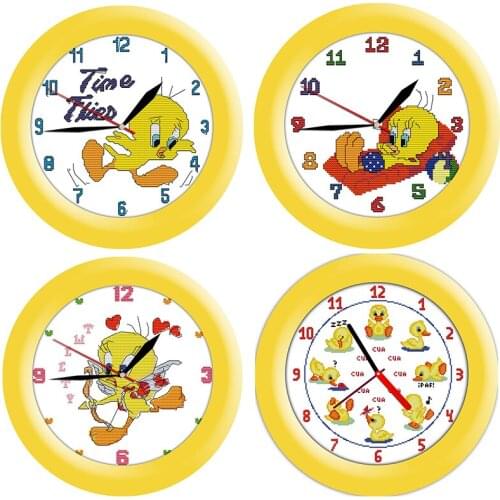 Embroidery Counted Cross Stitch Kit Time Flies with Tweety 11CT 14CT Stamped Printed Needlework Decoration DIY Handmade Gift Set