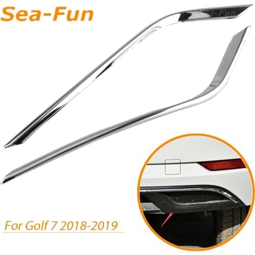 2pcs Car Rear Exhaust Muffler End Pipe Sticker Covers For VW Golf 7 VII 7.5 MK7.5 2018 2019 Tail-throat Trim Strips Accessories