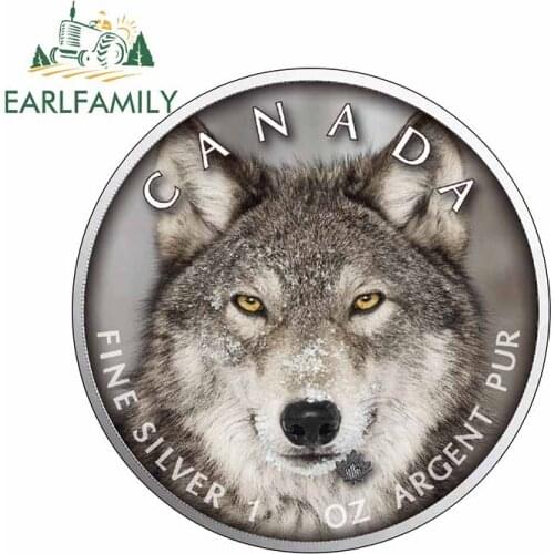EARLFAMILY 13cm x 12.8cm for Canadian Snow Wolf Fierce Motorcycle VAN Car Sticker Refrigerator Cartoon Decal Laptop Car Styling