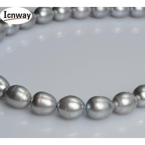 Natural A Rice gray Freshwater Pearl 10-11mm 15inches DIY necklace bracelet earring FreeShipping Wholesale