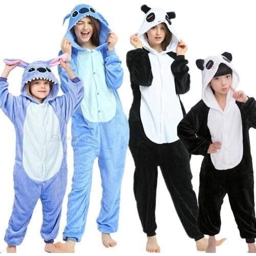 Winter New Flannel Parent-child Suit Series Animals Unicorn Series Pijamas Boys Girls Home Clothes Full Polyester