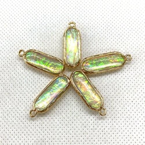 2pcs Wholesale Resin Oval Inlaid Pendants Exquisite Pendants DIY Making Fashion Jewelry Accessories Necklace Bracelet 9x26 Mm