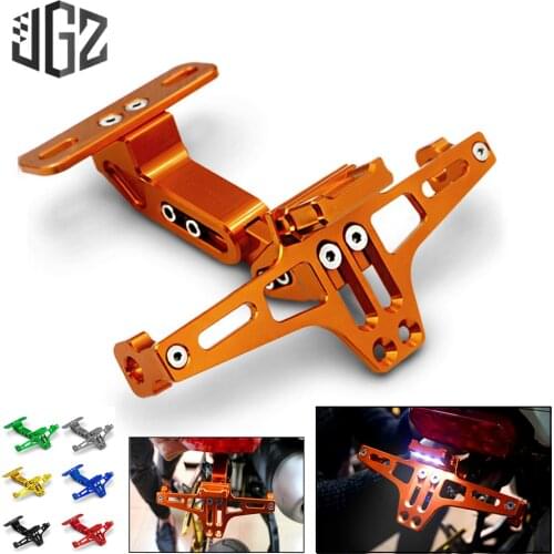 Orange Motorcycle License Plate Frame Holder CNC Bracket with LED White Light for KTM Duke 125 200 250 390 690 790 1290 RC390