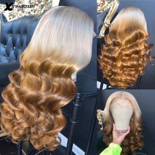 Pre-Plucked 13x6 Lace Front Human Hair Wigs Brazilian Remy Human Hair Wigs For Women Ombre Brown 613 Blonde Lace Frontal Wigs