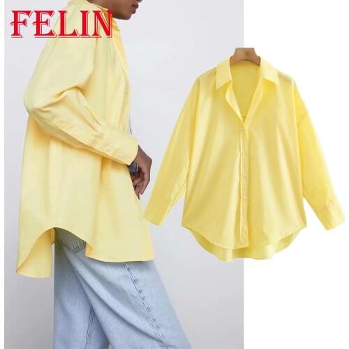 Women Shirts Streetwear Za Oversized Long Shirts Female V Neck Casual Women Blouses Chic Solid Mujer Tops