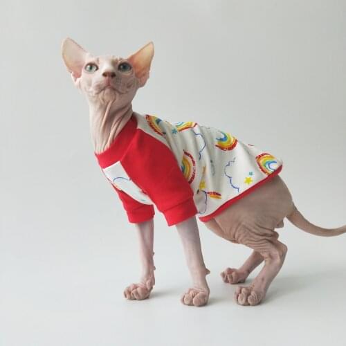 Sphinx pet hairless cat German cotton rainbow print T-shirt clothes