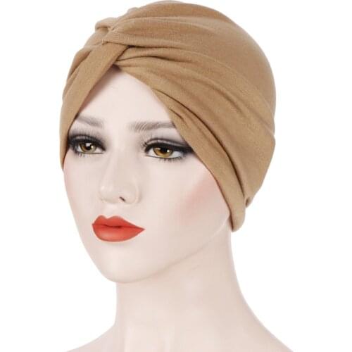 Women Soft Cotton Muslim Hijab Hat Simple Turban Cap Female Inner Cap Solid Arab Indian Bonnet Wrap Head Scarf Hat wholesale