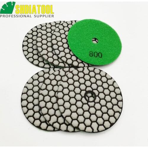 SHDIATOOL 7pcs 4inches #800 dry Diamond polishing pads 100MM Resin bond diamond flexible Grinding disc for Granite Stone Marble