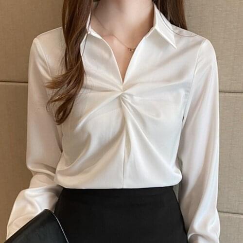 Long Sleeve Chiffon Blouse Shirt Blouse Women Blusas Mujer De Moda 2021 Turn Down Collar Office White Blouse Tops Blusa D857