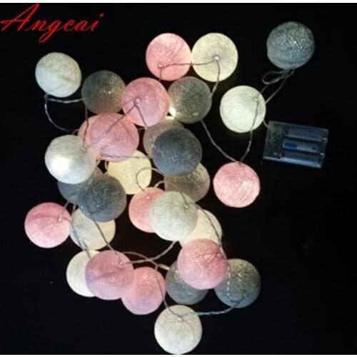 Thai style cotton ball led fairy string lights , party wedding home bedroom camp decoration 3*AA 110V 220V, luminaria lamp