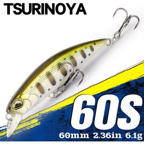 TSURINOYA 60S Sinking Minnow Fishing Lures DW67 60mm 6.1g Jerkbait Hot Selling Stream Bass Trout Bait Mini Crankbait Wobblers