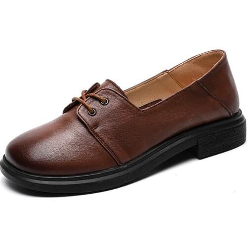 Comfortable Lace-Up Flat Shoes With Leather Non-Slip Soft Soles