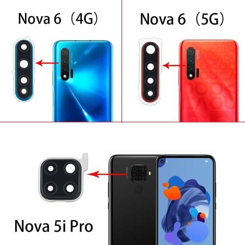 Back Rear Camera Glass Lens Circle Cover With Adhensive For Huawei Nova 5i Pro / Nova 6 4G / Nova 6 5G