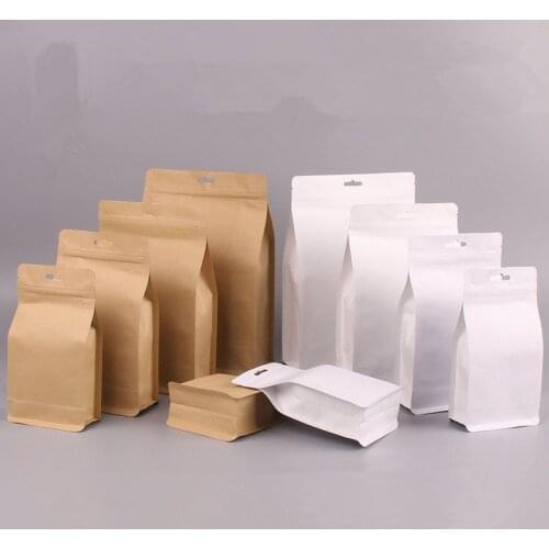 1000pcs/lot Big Stand-up Kraft Paper Food Packaging Bag Aluminized Pouch for Food Nuts Cookie Candy Baking Tea