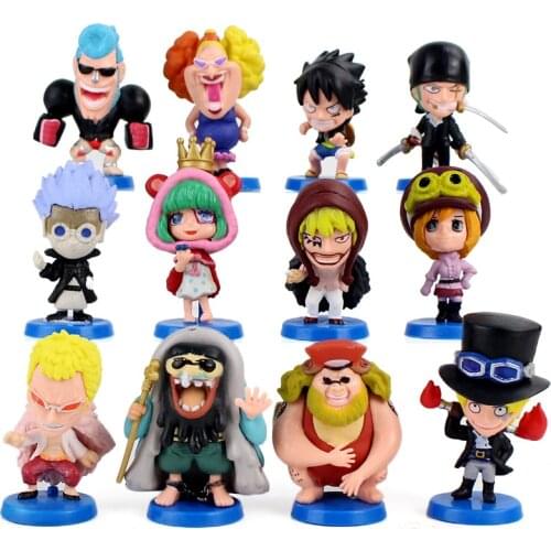 12pcs/lot Figures Luffy Zoro Franky Sabo Koala Doflamingo Corazon Donquixote Sugar Anime Model Toys