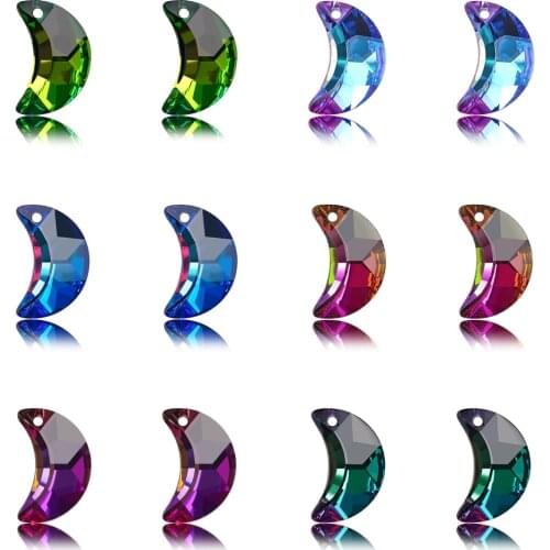 20Pcs Crystal Charms Crescent Pendant 20mm Glass Moon Beads For Women Crystals Jewelry Making Necklaces DIY Earring Findings