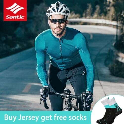 2019 Santic Long Sleeve Men Cycling Jersey Breathable Quick Dry MTB Road Bike Tops Spring Autumn Riding Jersey Bicycle Clothing